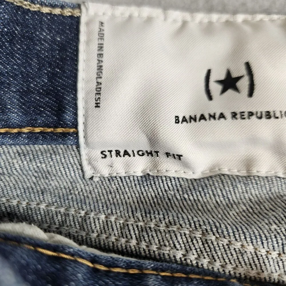Banana Republic Men’s Straight Fit Denim Jeans Blue Dark Wash 36x32
